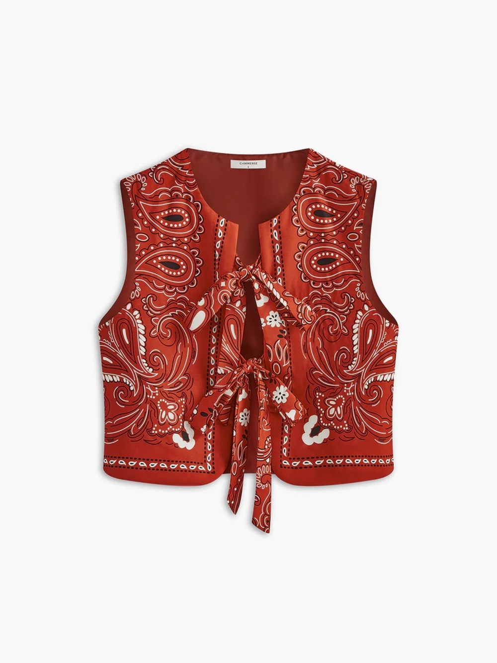 Commense Paisley Printed Tie Front Vest